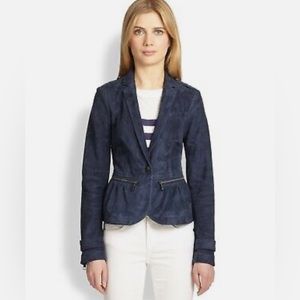 Burberry Brit "Bethersden"  Lamskin Suede Leather Pewter Blue Jacket Sz 4 US